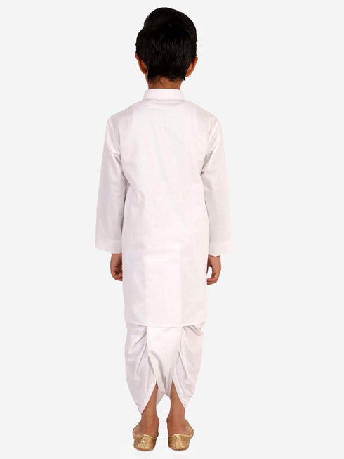 Vastramay Boy's White Kurta and Dhoti Set